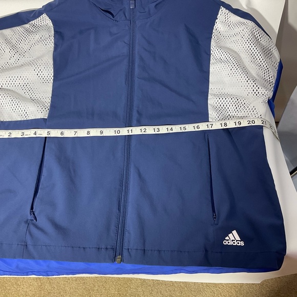 Adidas Jacket, Windbreaker, Blue & White, Zip-Up, Size See Measurements - Picture 14 of 14